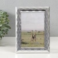 Фоторамка пластик 10х15 см "3D ромбы на серебре" 18,2х13,2 см