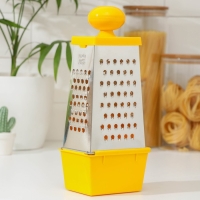 Тёрка Доляна &laquo;Комфорт&raquo;, 4 грани, с контейнером 450 мл, ручка круглая, 28&times;12&times;9 см, цвет МИКС