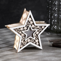 Светодиодная фигура &laquo;Звезда&raquo; 16 &times; 16 &times; 5 см, дерево, батарейки АААх2 (не в комплекте), свечение тёплое белое