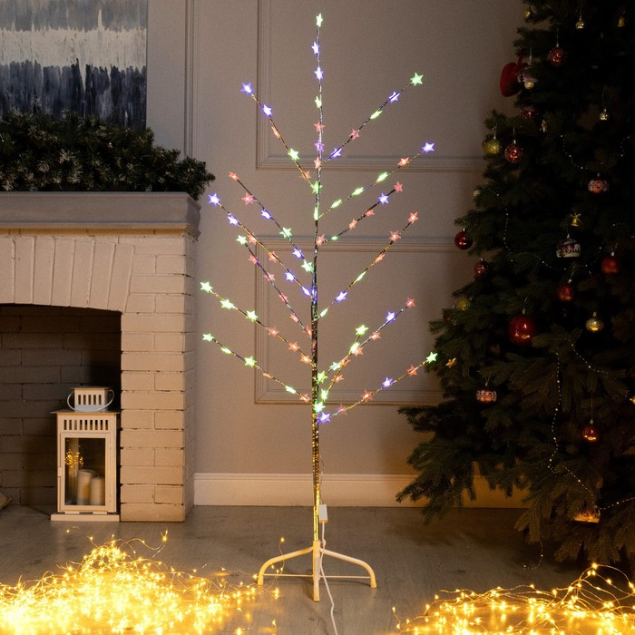 Светодиодный куст &laquo;Звёзды&raquo; 1.5 м, 84 LED, мигание, 220 В, свечение мульти (RG/RB)