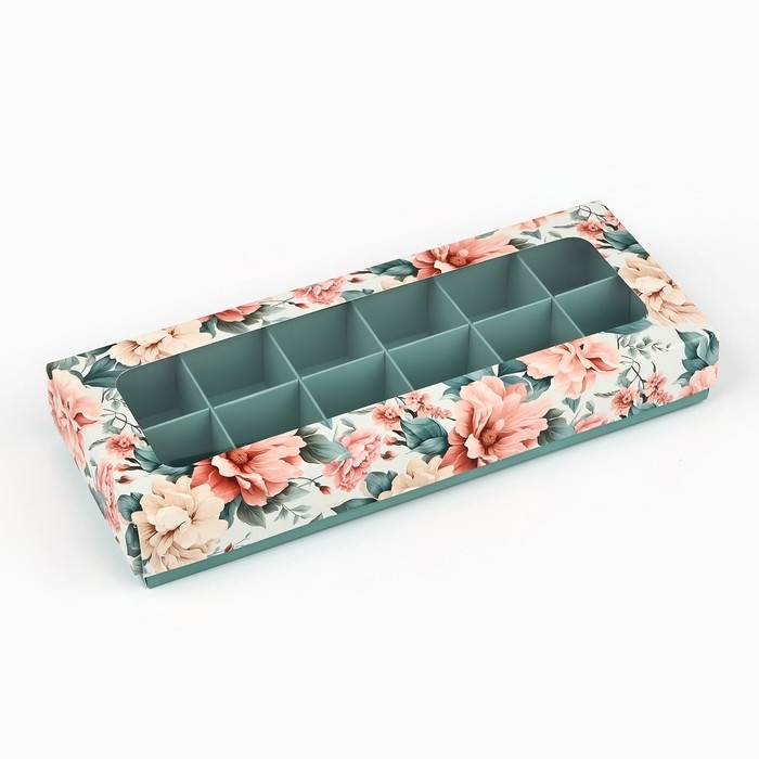 Коробка складная под 12 конфет &laquo;Цветы&raquo;, 3,8 х 10,5 х 26,5 см