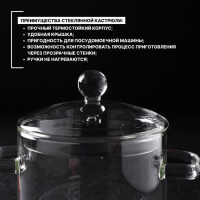 Кастрюля из жаропрочного стекла Magistro &laquo;Лия&raquo;, 1,450 л, 16,5&times;16 см