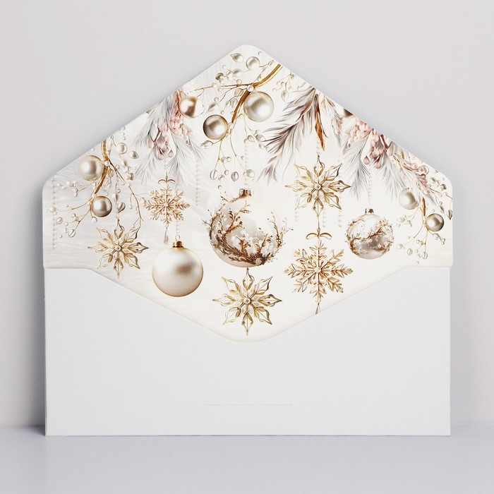 Конверт для денег подарочный «Сказочных моментов», шары, софт тач, тиснение, 19 х 9.2 см, Новый год Конверт для денег подарочный «Сказочных моментов», шары, софт тач, тиснение, 19 х 9.2 см, Новый год