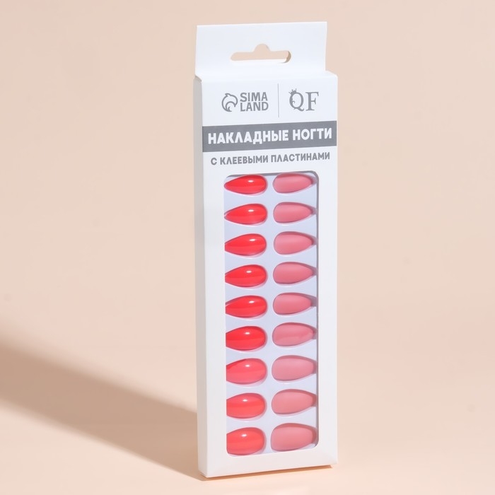 Накладные ногти, 24 шт, с клеевыми пластинами, форма миндаль, цвет неоновый/матовый розовый Накладные ногти, 24 шт, с клеевыми пластинами, форма миндаль, цвет неоновый/матовый розовый