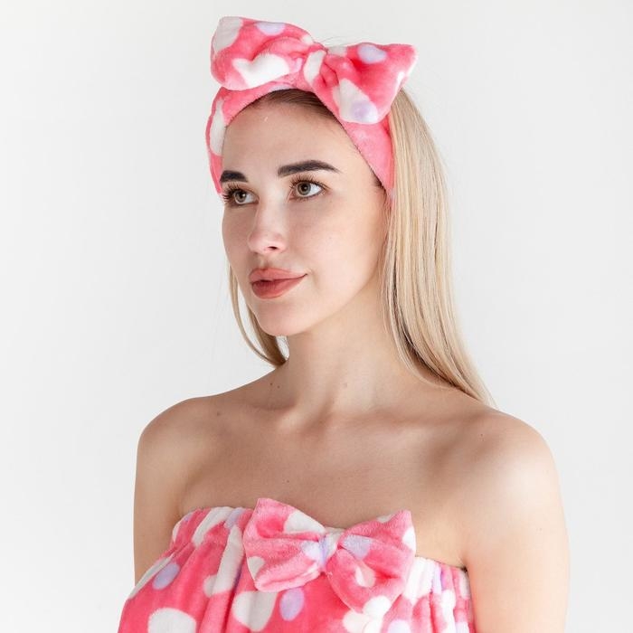 Набор для бани и ванной Этель Набор для бани и ванной Этель "Сердечки"полотенце-парео 75*120 см+повязка