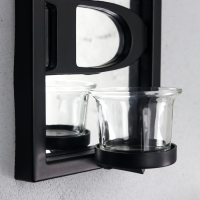 Подсвечник пластик, стекло на 1 свечу "Отражение благословения" d-4 см чёрная 8х12х41 см