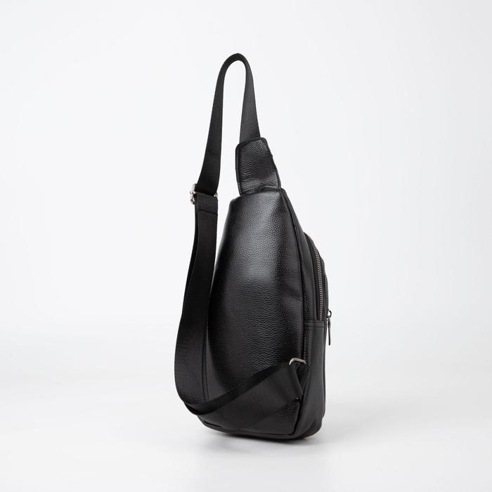 Сумка-слинг из искусственной кожи, цвет чёрный