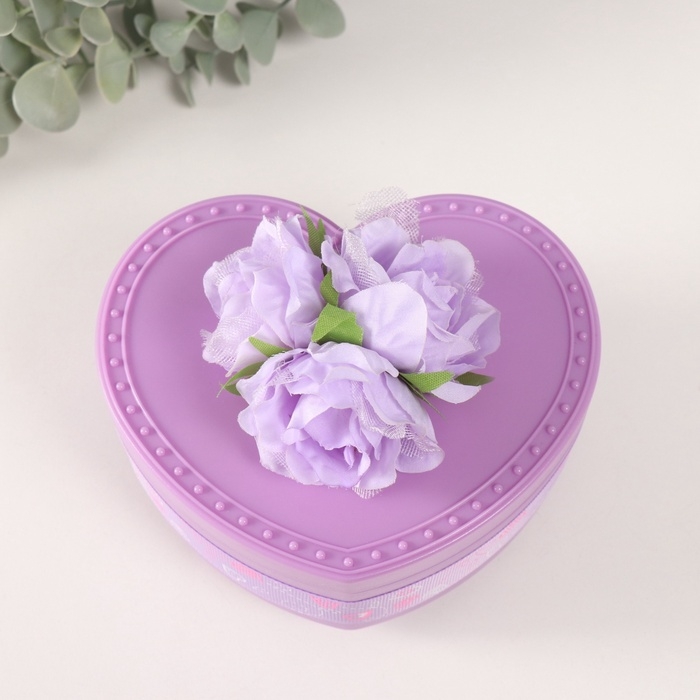 Шкатулка музыкальная механическая Шкатулка музыкальная механическая "Нежные розы" фиолетовая 12х13,5х10,5 см