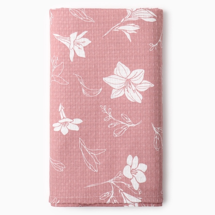 Полотенце Полотенце "Лилия" 80х150 см, 100% хлопок, ваф.полотно, 160гр/м2