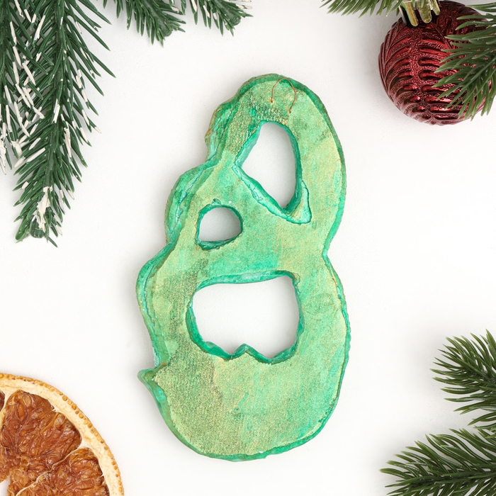 Новый год. Символ 2025. Панно с подвесом Новый год. Символ 2025. Панно с подвесом "Змея в цветке" зеленый с позолотой, 12х7х1см