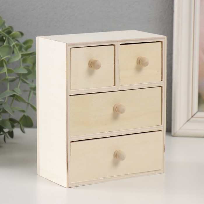 Шкатулка для росписи Шкатулка для росписи "Комод" 4 ящика 14х15,5х7,5 см