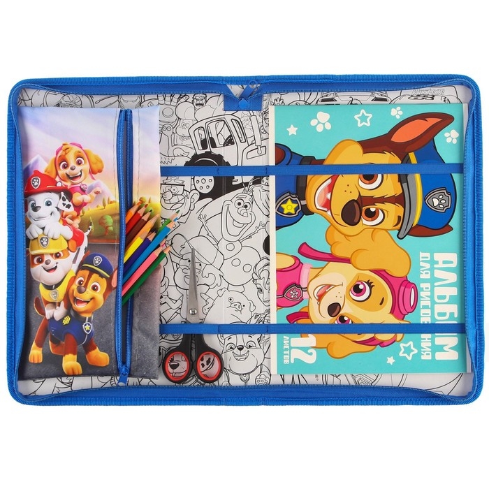 Папка для труда А4 с пеналом, на молнии, текстиль, Щенячий патруль Папка для труда А4 с пеналом, на молнии, текстиль, Щенячий патруль