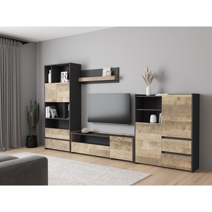 Стеллаж Денвер, 800х360х1900, Графит/Дуб гранж Стеллаж Денвер, 800х360х1900, Графит/Дуб гранж