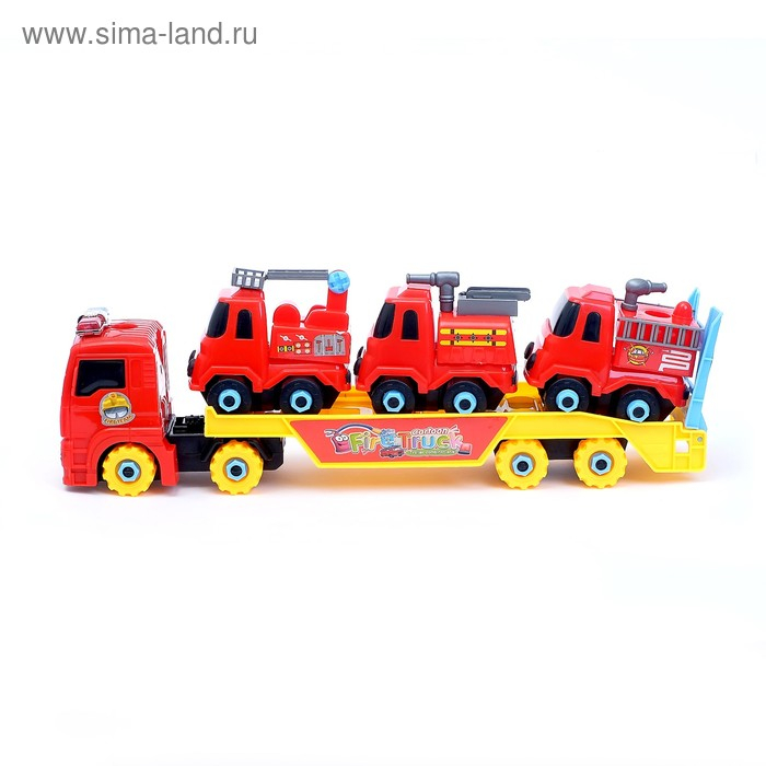 Конструктор винтовой &laquo;Пожарный автовоз&raquo;, с 3 машинками