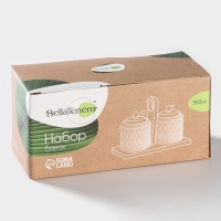 Набор банок фарфоровых для сыпучих продуктов с ложками на бамбуковой подставке BellaTenero «Герда», 2 предмета: 300 мл, цвет белый Набор банок фарфоровых для сыпучих продуктов с ложками на бамбуковой подставке BellaTenero «Герда», 2 предмета: 300 мл, цвет белый