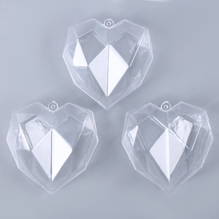 Основа для творчества и декорирования &laquo;Сердце&raquo;, набор 3 шт., размер 1 шт. &mdash; 8 &times; 8 &times; 5 см