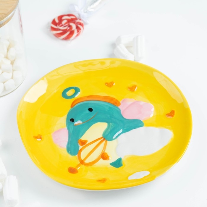 Тарелка керамическая &laquo;Купидон Дино&raquo;, d=20,5 см, цвет жёлтый