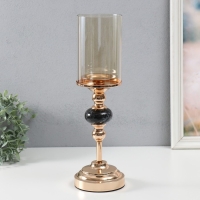 Подсвечник металл, стекло на 1 свечу "Этна" d-8 см, золото 11,5х11,5х38,5 см