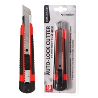 Нож канцелярский 18мм, пластиковый, фиксатор, прорезиненный, TOP Нож канцелярский 18мм, пластиковый, фиксатор, прорезиненный, TOP