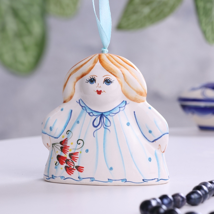 Колокольчик "Ангел", 8 см, майолика