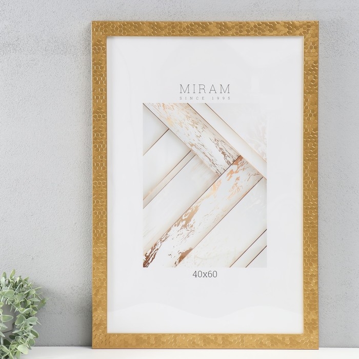 Фоторамка пластик "МИРАМ" 40х60 см, 651618 золото (пластиковый экран)