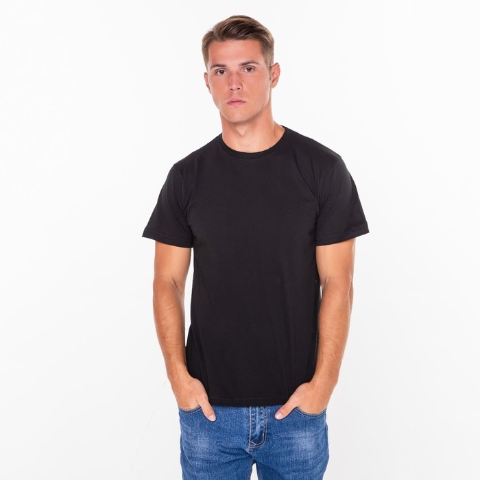 Футболка мужская однотонная, цвет чёрный, размер 48 Футболка мужская однотонная, цвет чёрный, размер 48
