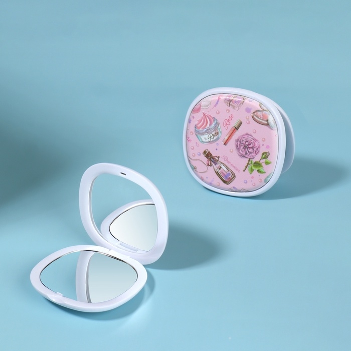 Зеркало складное &laquo;Романтика&raquo;, 7,5 &times; 7,5 см, цвет розовый