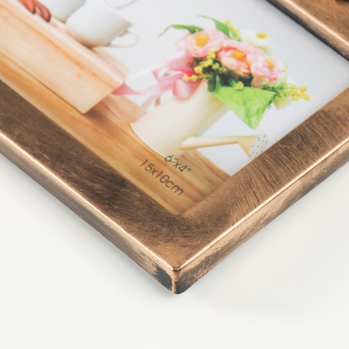 Фоторамка пластик на 5 фото 10х15 Фоторамка пластик на 5 фото 10х15 "Мешочек денежного дерева" темное золото 45х38,5х2,5 см