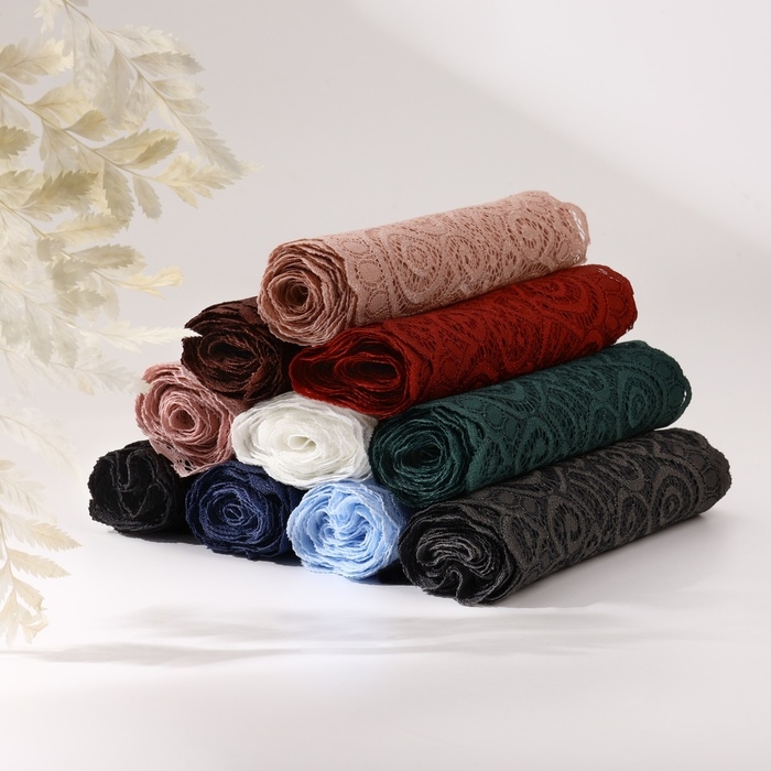 Кружевная эластичная ткань, 180 мм × 2,7 ± 0,5 м, цвет небесно-голубой Кружевная эластичная ткань, 180 мм × 2,7 ± 0,5 м, цвет небесно-голубой