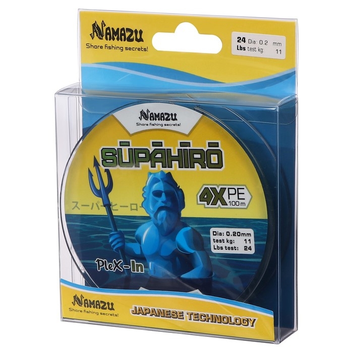 Шнур плетеный Namazu Supahiro 4Х, диаметр 0.2 мм, тест 11 кг, 100 м, болотно-зеленый Шнур плетеный Namazu Supahiro 4Х, диаметр 0.2 мм, тест 11 кг, 100 м, болотно-зеленый