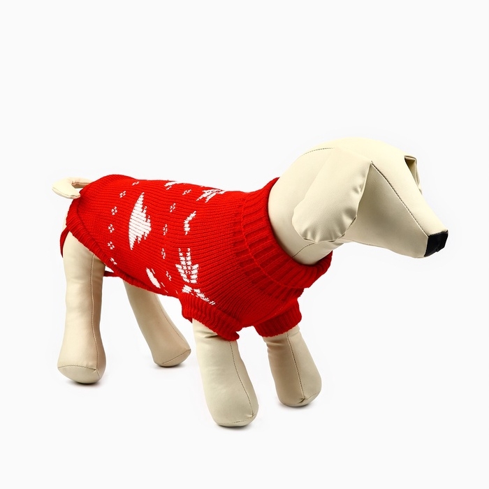 Одежда для собак. Свитер вязаный с орнаментом &laquo;Новогодний&raquo;, красный, размер XL