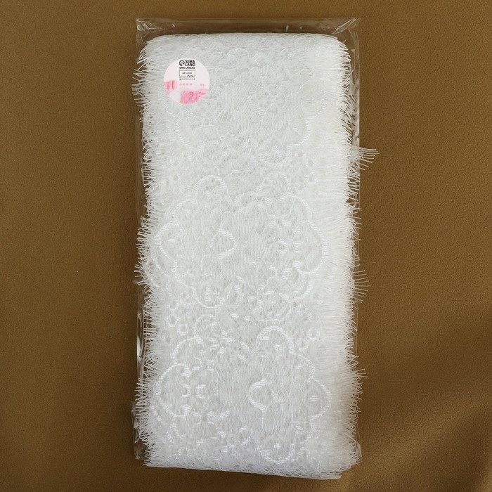 Кружево реснички, 100 мм &times; 9 &plusmn; 0,5 м, в бобине 3 шт по 3 м, цвет белый