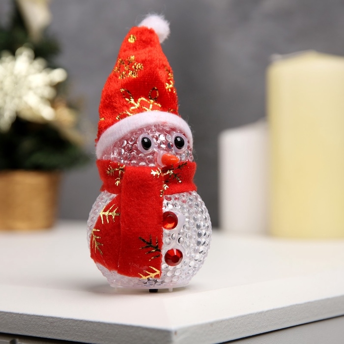 Ёлочная игрушка &laquo;Снеговик&raquo;, 10 см, от батареек, свечение мульти (RGB)