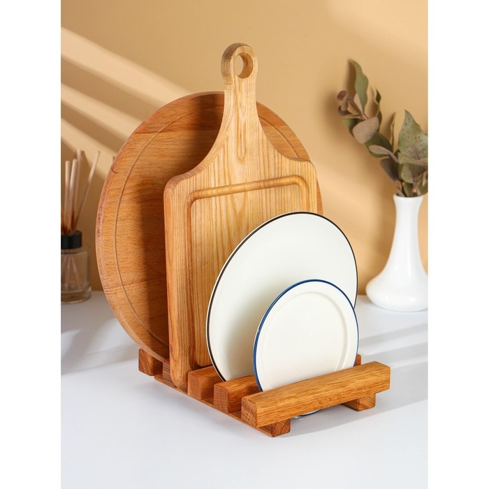 Подставка для разделочных досок, крышек и тарелок Adelica, 18&times;21&times;4 см, дуб