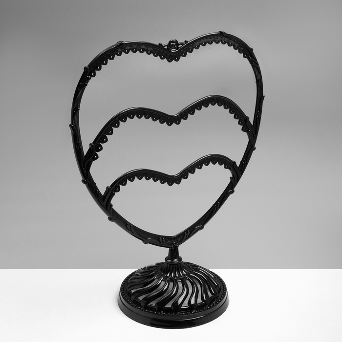 Подставка для украшений &laquo;Сердце&raquo;, 31 место, 13,5&times;24&times;30 см, цвет чёрный