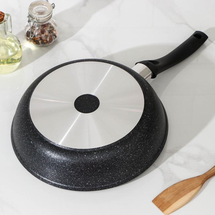 Сковорода, d=26 см, пластиковая ручка, стеклянная крышка, антипригарное покрытие, цвет тёмный мрамор Сковорода, d=26 см, пластиковая ручка, стеклянная крышка, антипригарное покрытие, цвет тёмный мрамор