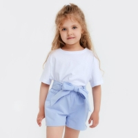 Шорты для девочки с поясом KAFTAN, размер 32 (110-116), цвет голубой Шорты для девочки с поясом KAFTAN, размер 32 (110-116), цвет голубой