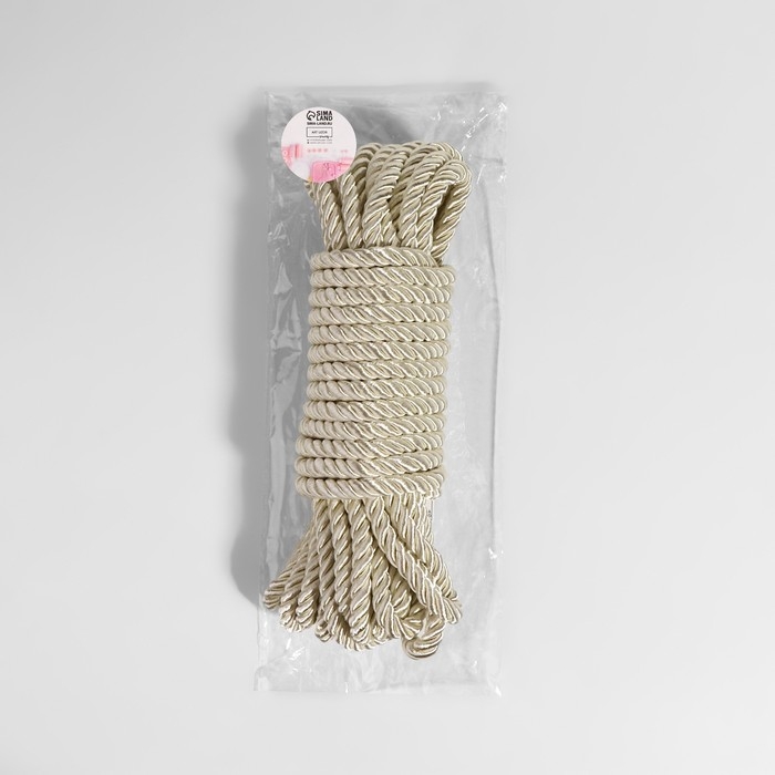 Шнур витой, d = 8 мм, 9 &plusmn;1 м, цвет перламутровый