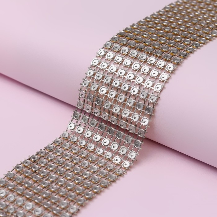 Лента с имитацией страз, 4 см, 9 &plusmn; 1 м, цвет золотой