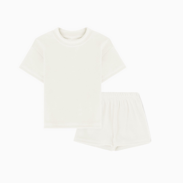 Костюм (шорты и футболка) Крошка Я Plushy, р. 74-80 см, молочный