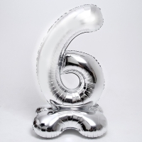 Шар фольгированный 50" &laquo;Цифра 6&raquo;, на подставке, серебро