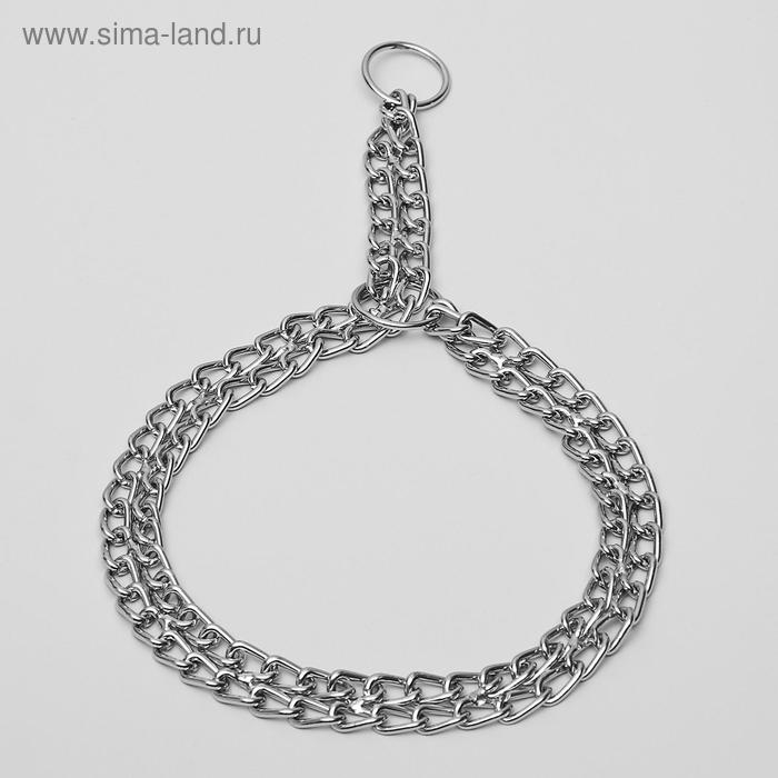 Ошейник - удавка металлический двухрядный, 75 см, толщина проволоки 3 мм