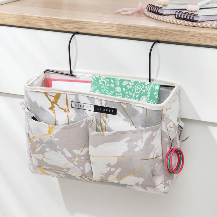 Органайзер подвесной с карманами Доляна «Мрамор», 3 отделения, 31×11×27 см, цвет серо-белый Органайзер подвесной с карманами Доляна «Мрамор», 3 отделения, 31×11×27 см, цвет серо-белый