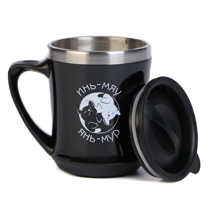 Термокружка, 350 мл, Lifestyle Термокружка, 350 мл, Lifestyle "Инь-Мур", сохраняет тепло 3 ч