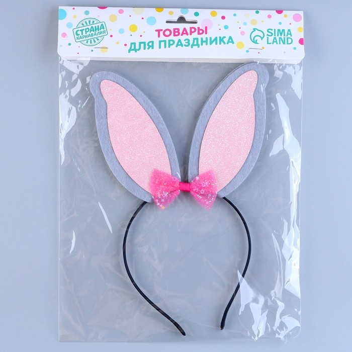 Новый год! Ободок для волос карнавальный &laquo;Блестящая&raquo;, ушки зайчика