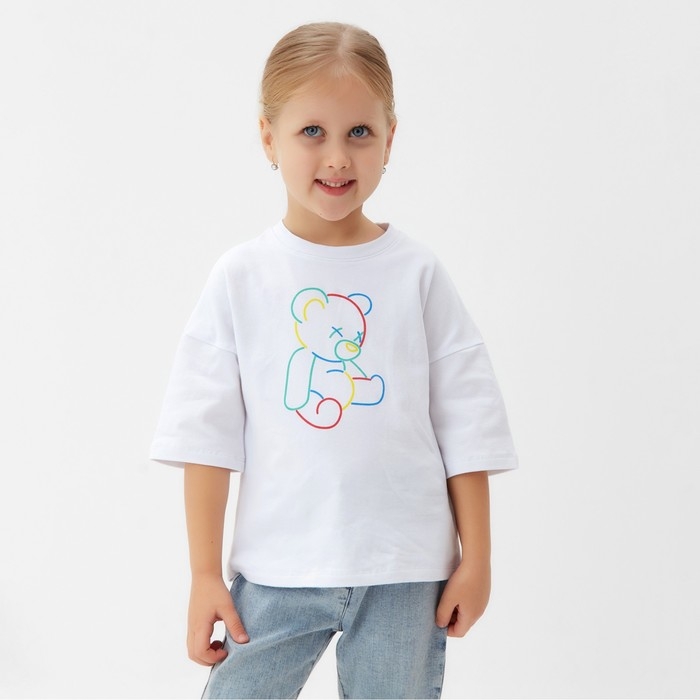 Футболка детская MINAKU "Gummy bear", цвет белый, рост 98 см