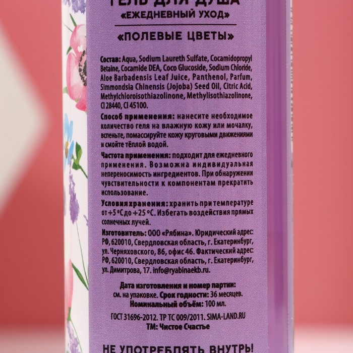 Подарочный набор косметики &laquo;Вдохновляй красотой!&raquo;, гель для душа 100 мл и крем для рук 30 мл, ЧИСТОЕ СЧАСТЬЕ