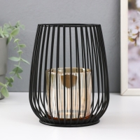 Подсвечник металл, стекло на 1 свечу "Корзина с закруглёнными углами" чёрный 15х12,5х12,5 см 54140 Подсвечник металл, стекло на 1 свечу "Корзина с закруглёнными углами" чёрный 15х12,5х12,5 см 54140