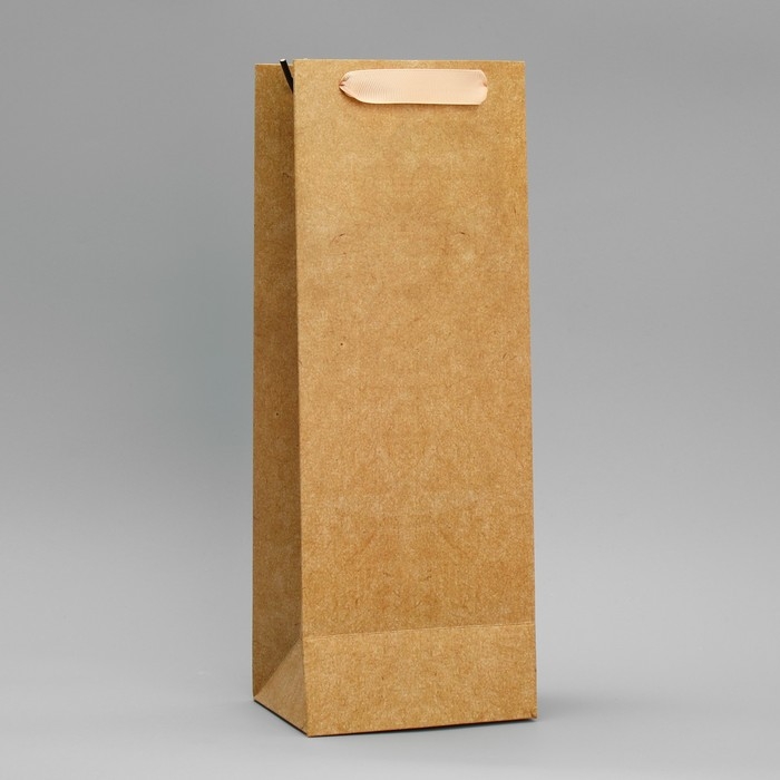 Пакет подарочный под бутылку, упаковка, &laquo;Крафтовый&raquo;, 13 x 36 x 10 см