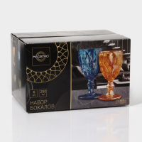 Набор бокалов для вина стеклянный Magistro &laquo;Круиз&raquo;, 250 мл, 8&times;15,3 см, 6 шт, цвет зелёный